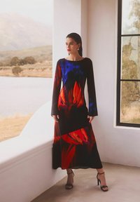 Next LONG SLEEVE COLUMN-REGULAR FIT - Maxikjoler - black with bright abstract floral
