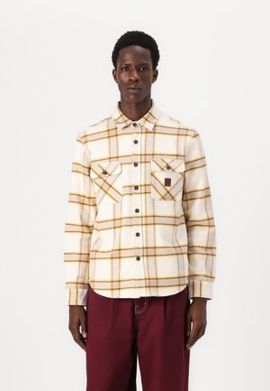 Brixton BOWERY  - Shirt - white cap/pinecone brown/saffron