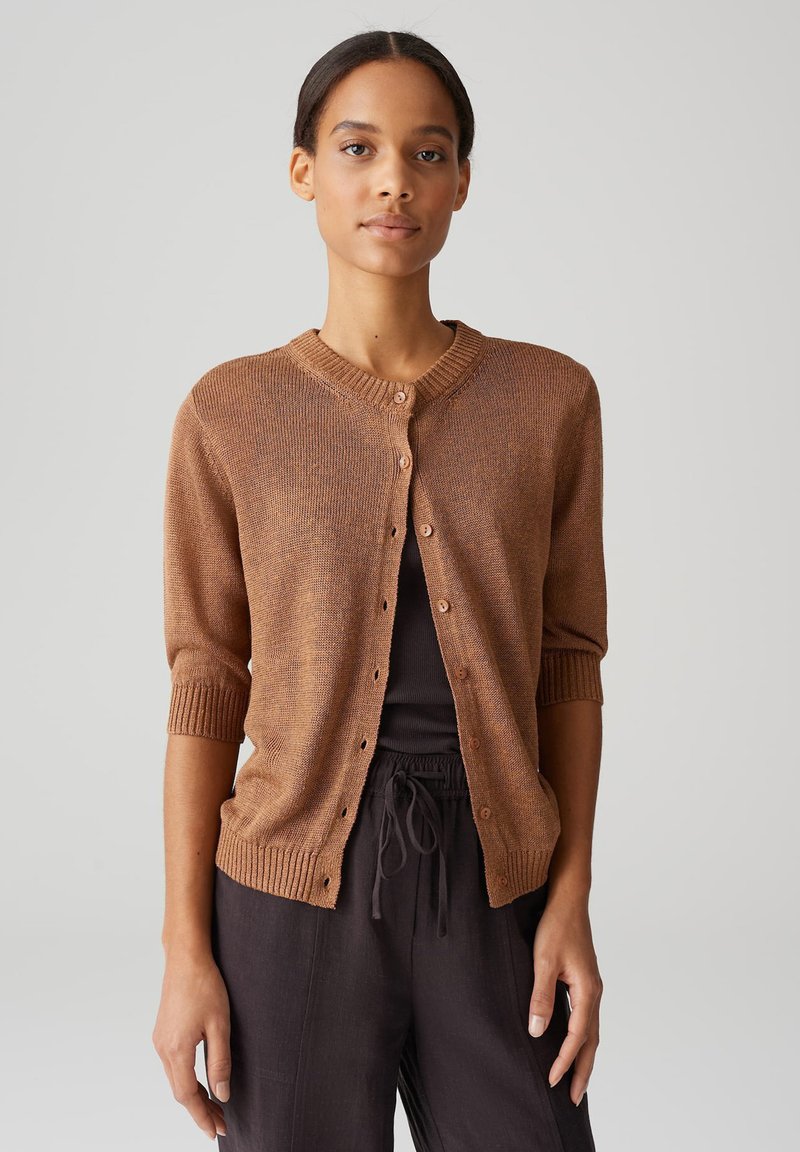 OPUS - SLIM FIT 3/4 SLEEVE - Cardigan - golden oak, Enlarge