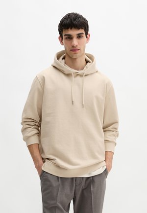 MIT LOGO-PRINT  - Felpa con cappuccio - light oat