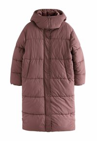 Mīksts, pūkains mētelis mauve krāsā ar augstu apkakli un lielām kabatām. Piedāvā pogas pa visu priekšpusi un izšūtu dūnu rakstu. Mīksta tekstūra.