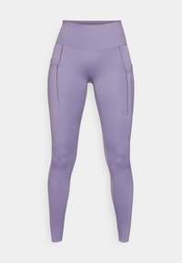 Világoslila leggings, magas derékkal, oldalsó zsebekkel és sima, rugalmas textúrával. Kényelmes és mozgékony viseletre tervezve.