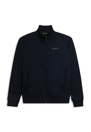 CON COLLO ALTO E TASCHE INTERNE - Felpa con zip - dark blue