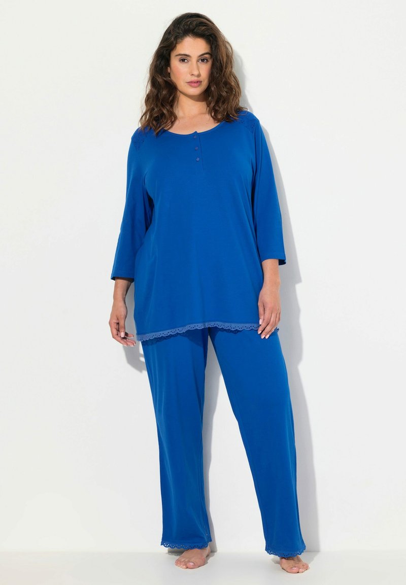 Ulla Popken BRODERIE ANGLAISE DETAIL SET - Pyžamová sada - denim blue