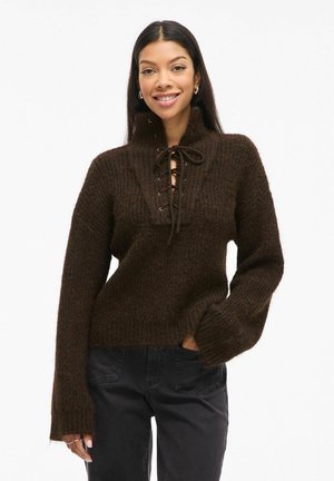GLEEBA STEHKRAGEN - Strickpullover - coffee bean