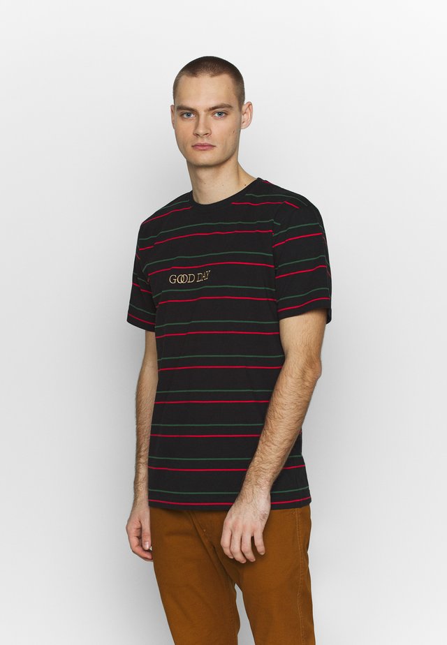 GOOD DAY STRIPE TEE - Print T-shirt - black