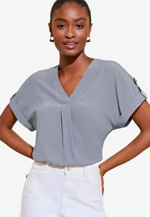 Lipsy V NECK SHORT ROLL SLEEVE REGULAR FIT - Pluus - blue
