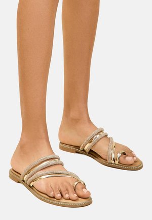 REGULAR FIT - FLAT EMBELLISHED SLIP ON TOE LOOP  - Mules - rose gold
