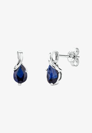 Pendientes de plata con una gema azul en forma de pera y un acento de diseño retorcido. Acabado pulido, cierre trasero seguro.