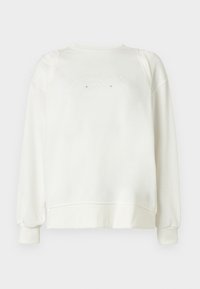 Εκρού φούτερ με μακριά μανίκια, ριμπ μανσέτες και ανάγλυφο κείμενο "Elisabetta Franchi since 1998 Limited Edition" στο μπροστινό μέρος.