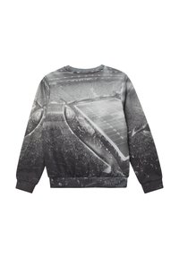 Zwart en grijs sweatshirt met een fotografisch stadionontwerp. Ronde hals, lange mouwen, elastische manchetten en zoom met een gestructureerde afwerking.