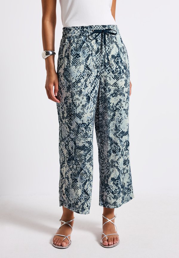 GEMUSTERTE WIDE - Stoffhose - blau