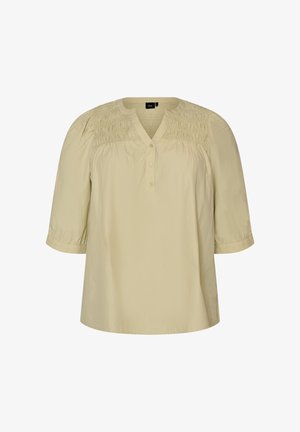 Zizzi, BLUSE MIT SMOCK UND 3/4-ÄRMELN - Bluse - grün