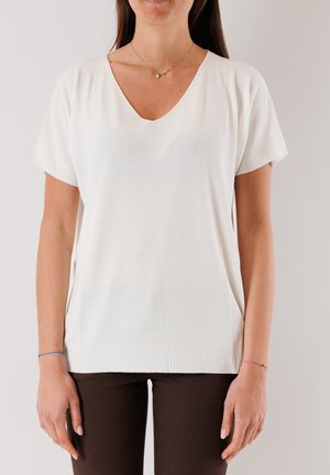 SCOLLO A V - T-shirt basic - bianco