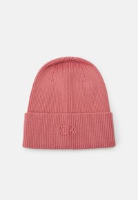 Calvin Klein EMBROIDERY BEANIE - Megzta kepurė - dusty rose