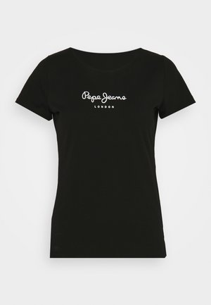 Black short-sleeve t-shirt made of cotton. Features a round neckline and the white text "Pepe Jeans LONDON" across the chest.