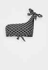 MONOGRAM ONE SHOULDER TIE - Bikini felső - black/white