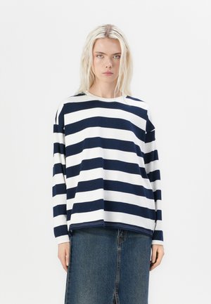Noisy May NMEMBER STRIPE - Long sleeved top - white/navy