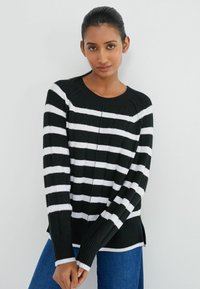 Next - CREW NECK  - Trui - black and white stripe Miniatuurafbeelding 1