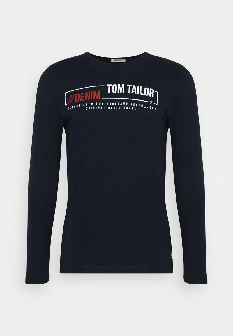 TOM TAILOR DENIM LONGSLEEVE WITH CHEST PRINT - Langarmshirt - sky captain blue