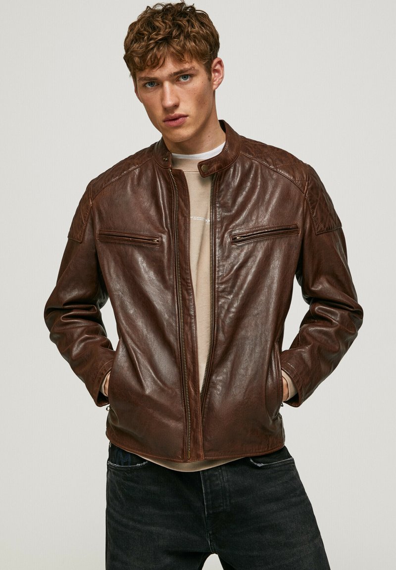 Pepe Jeans JAYSON Leather jacket brown Zalando.de