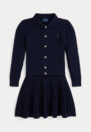 COTTON POLO CARDIGAN & SKIRT SET - Adīta jaka - cruise navy