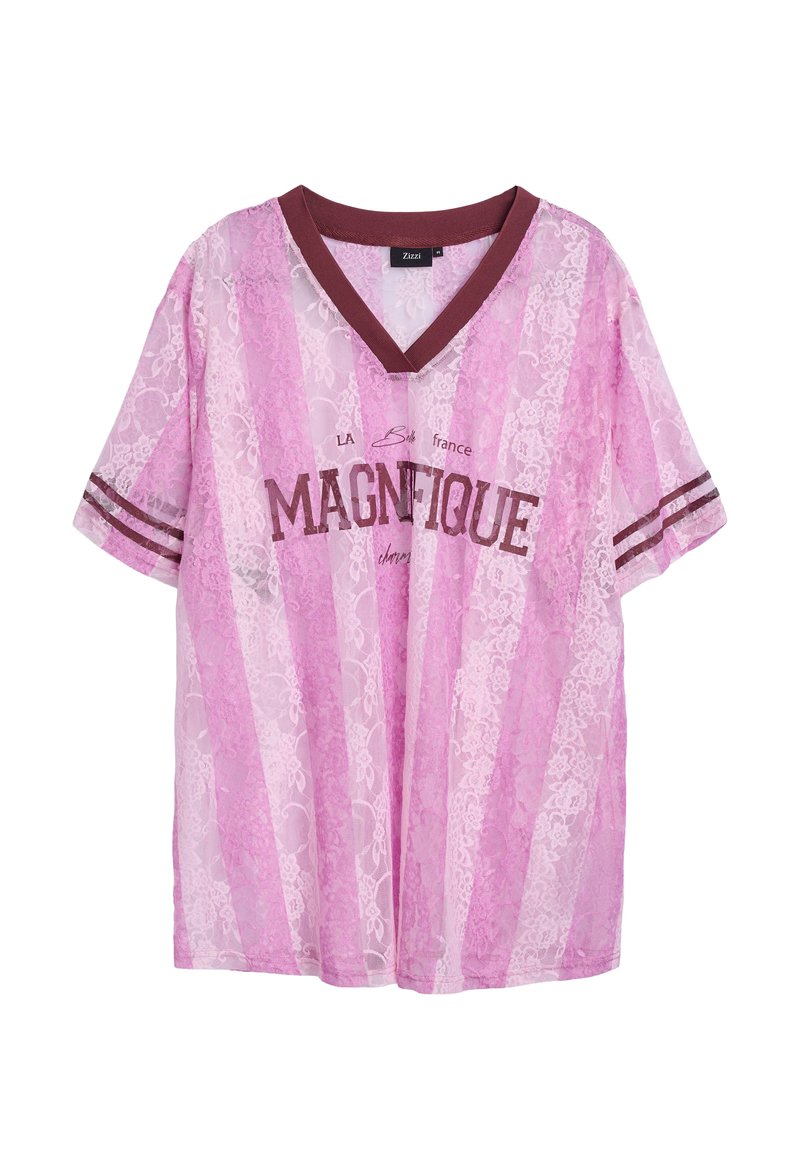 Zizzi T-shirt print lichtrood