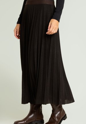 GONNA LUNGA PLISSE' - A-lijn rok - marrone