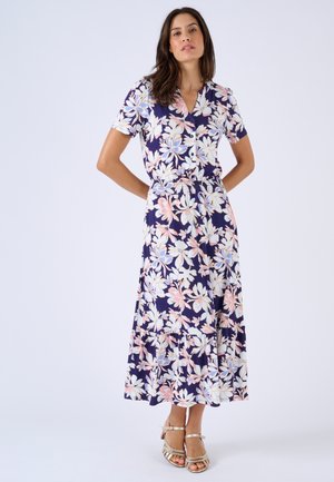 SMOCKÉE  - Robe chemise - marine fleuri