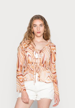 RUFFLE TIE FRONT  - Blusa - retro marble
