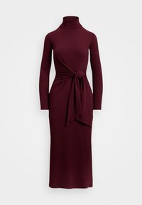 TIE-FRONT TURTLENECK DRESS - Day dress - dark garnet
