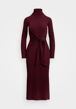 Lauren Ralph Lauren Petite TIE-FRONT TURTLENECK DRESS - Denní šaty - dark garnet