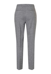 Slim-fit grijs en zwart Houndstooth-patroon broek met achterzakken, rechte pijpen en een hoge tailleband.