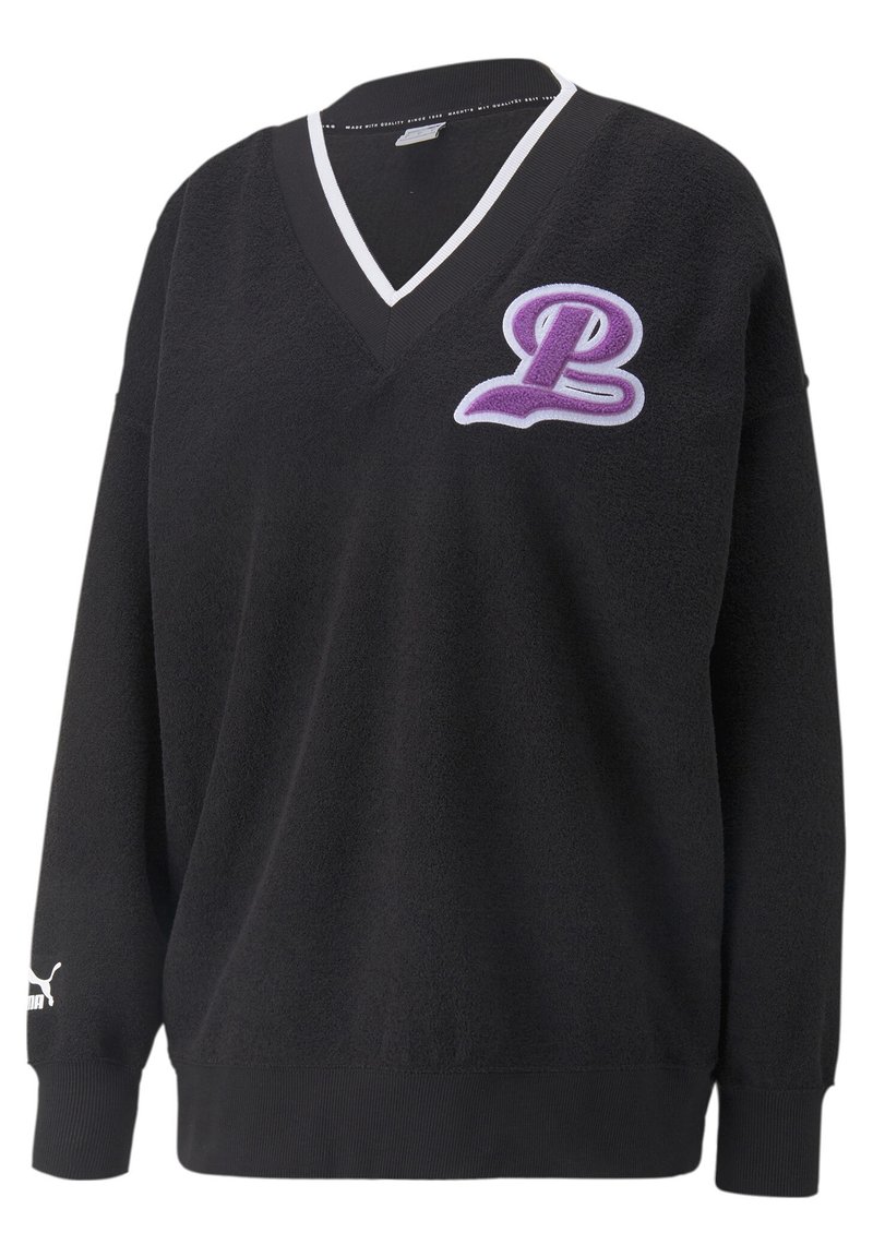 Puma TEAM FANCY V NECK CREW - Melegítőfelső - puma black