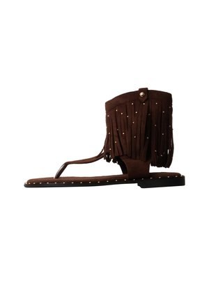 Super Mode, SANDALES PLATES À ZIP SUPER MODE R AND BE - Sandales tongs - marron