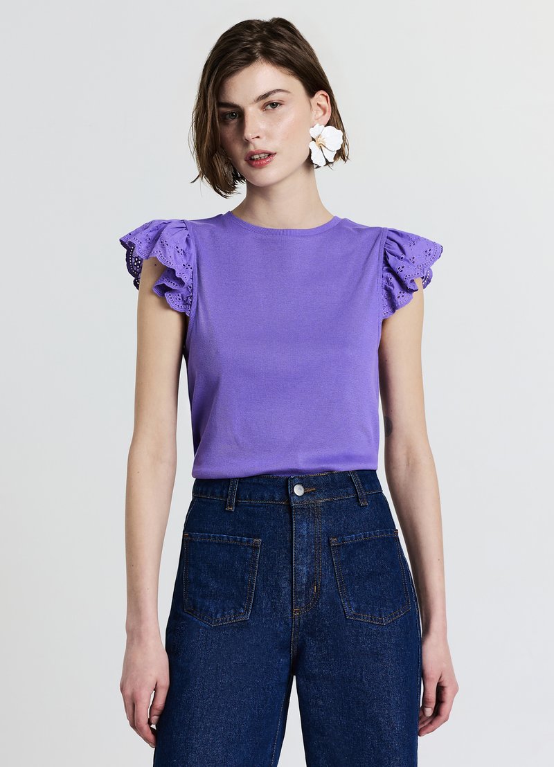 Calliope COSTINA VOLANT - T-shirt con stampa - lavanda