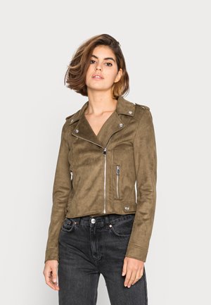 VMBOOSTBIKER - Faux leather jacket - dark olive