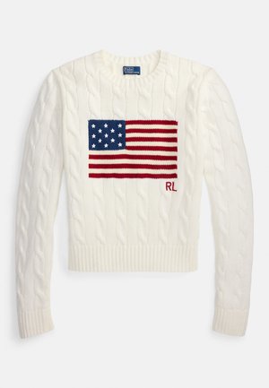 FLAG SHRUNKEN CABLE COTTON SWEATER - Jumper - ceramic white