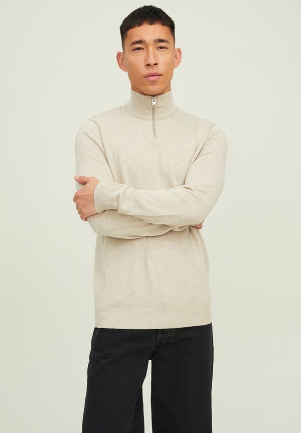 JJEEMIL HALF ZIP - Jumper - oatmeal