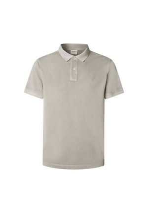 Lys grå polo skjorte laget av bomull, med klassisk krage og tre-knaps knappestolpe. Diskret logo brodert på brystet.