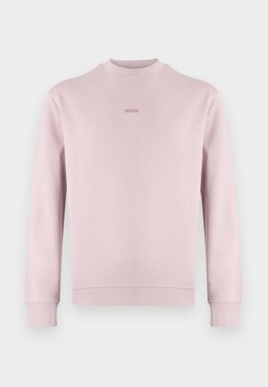 Hellrosa Sweatshirt aus weichem Stoff mit Rundhalsausschnitt und gerippten Bündchen. Auf der Brust das gestickte "BOSS"-Logo in passendem Rosa.