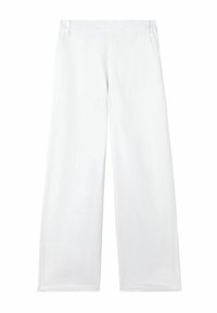 Vita vida-byxor i mjukt bomullsmaterial. Har elastisk midja, sidofickor och en slät yta. Avslappnad och andningsbar design.
