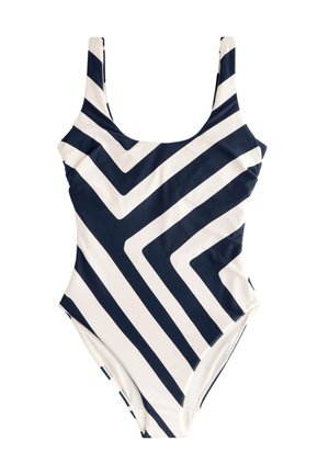 Next REGULAR FIT WIRED SCOOP NECK TUMMY CONTROL  - Kupaći kostim - navy cream chevron