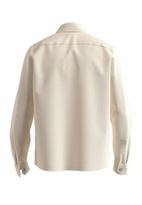 Lange mouw shirt in crème, gemaakt van een gladde stof. Heeft een klassieke kraag, knoopmanchetten en subtiele naaddetails.