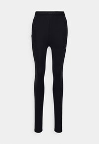 Svarta slim-fit leggings med elastisk midja, varumärkta "Tommy Hilfiger" med en liten logotyp på övre låret.