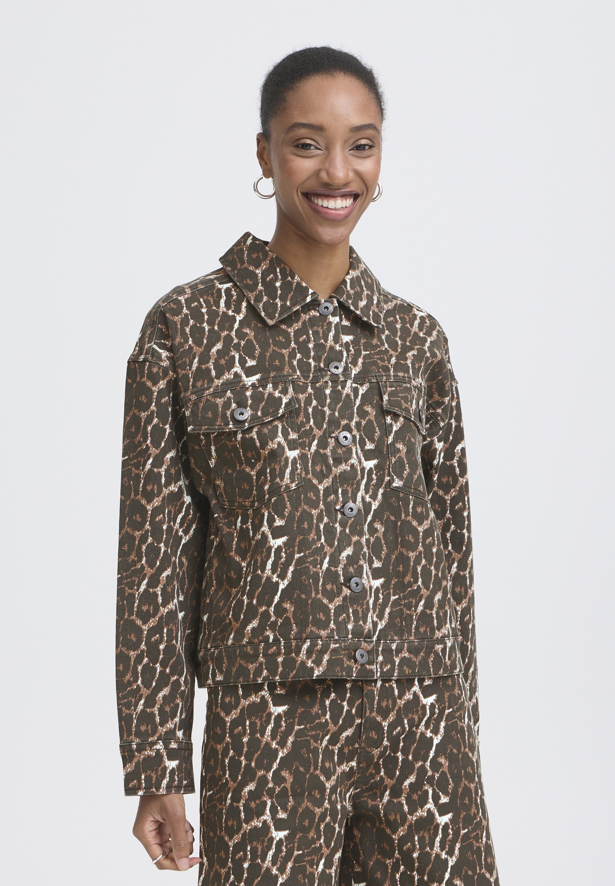 ICHI IHBROKES JA - Denim jacket - leopard/brown - Zalando.ie