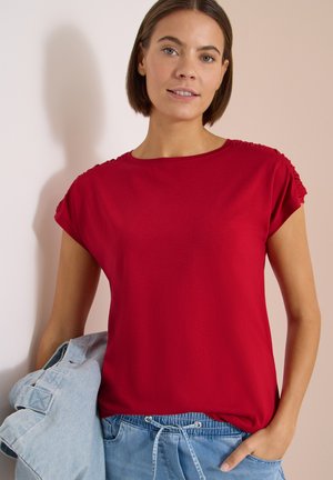 Cecil, SHORT-SLEEVE SHIRT WITH BOAT NECK AND RUCHING - T-shirt basic - tamarillo red