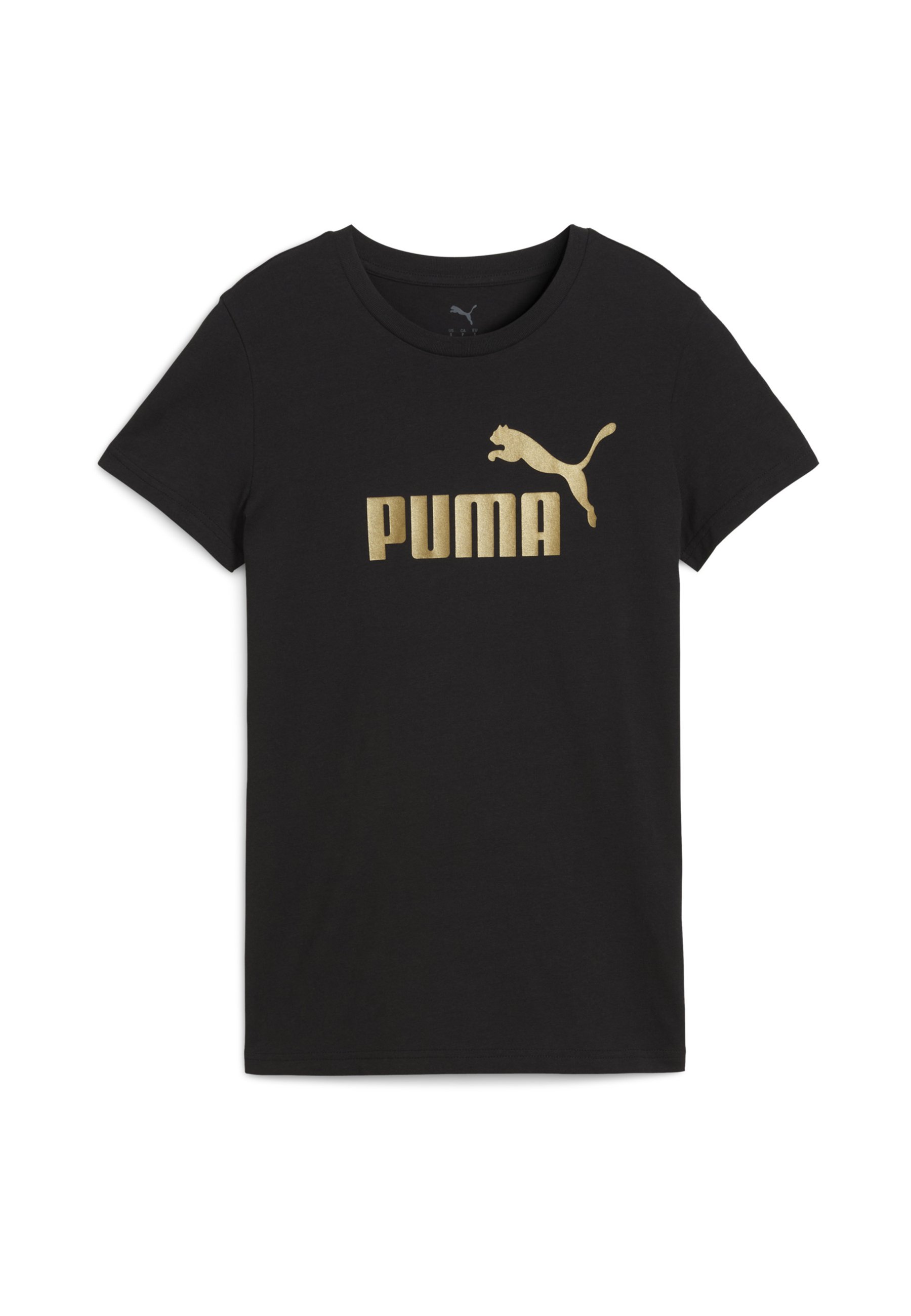 Puma LOGO TEE - Triko s potiskem - black/metallic gold-coloured
