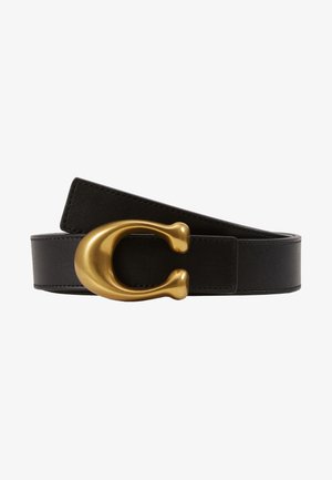COACH SCULPTED REVERSIBLE BELT - Ζώνη - black/saddle