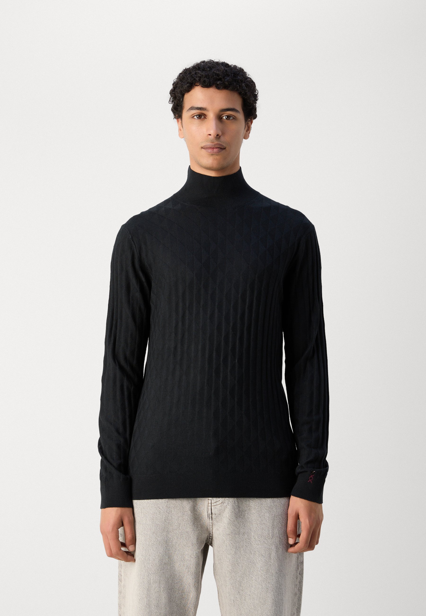 Scotch & Soda TURTLE NECK REGULAR FIT RELIEF - Jumper - black